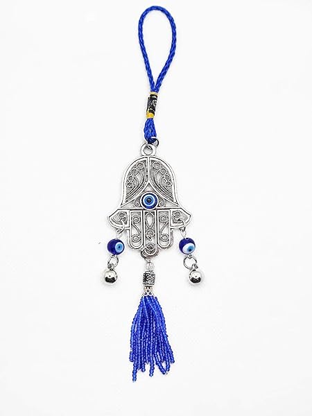 LUCKBOOSTIUM LUCKBOOSTIUM Silver Hamsa Hand Charm with Blue Beads for Home and Car Rear View Mirror Hanging Accessories - View 2 of 7