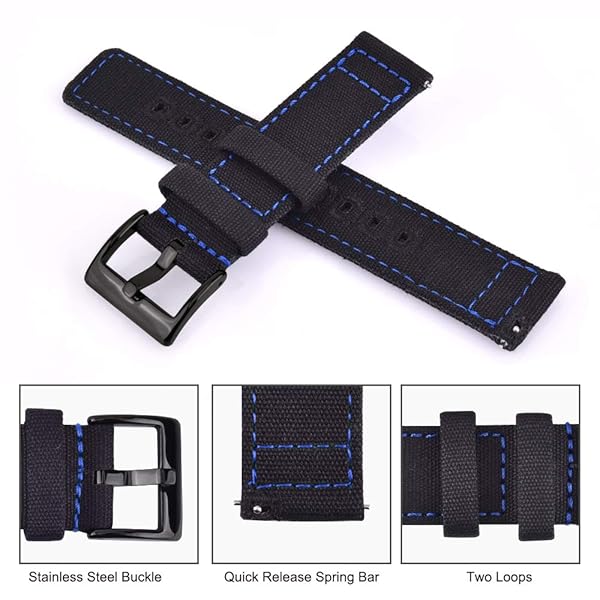 Ritche Ritche 18mm Vintage Canvas Quick Release Watch Band Replacement Straps for Men and Women Perfect for Christmas Gifts and Stocking Stuffers - View 5 of 8