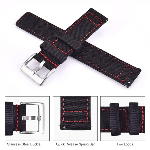 Ritche Ritche Christmas Gift 18mm Vintage Canvas Quick Release Watch Band Replacement Straps for Men and Women Perfect for Stocking Stuffers - View 5 of 8