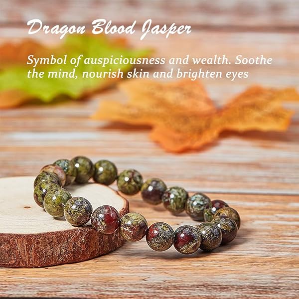 OLYCRAFT OLYCRAFT 94pcs 8mm Natural Dragon Blood Stone Beads for Jewelry Making Bracelet Necklace Natural Jasper Loose Gemstone Beads - View 5 of 8