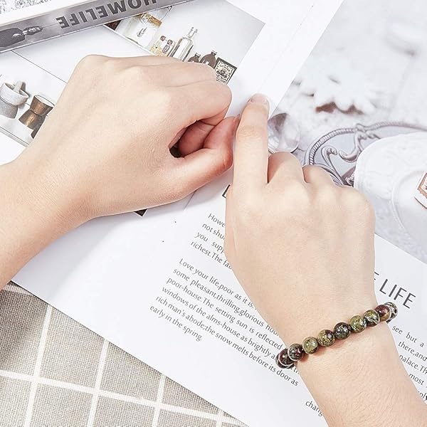 OLYCRAFT OLYCRAFT 94pcs 8mm Natural Dragon Blood Stone Beads for Jewelry Making Bracelet Necklace Natural Jasper Loose Gemstone Beads - View 7 of 8