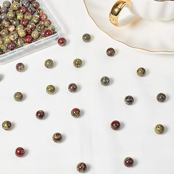 OLYCRAFT OLYCRAFT 94pcs 8mm Natural Dragon Blood Stone Beads for Jewelry Making Bracelet Necklace Natural Jasper Loose Gemstone Beads - View 8 of 8