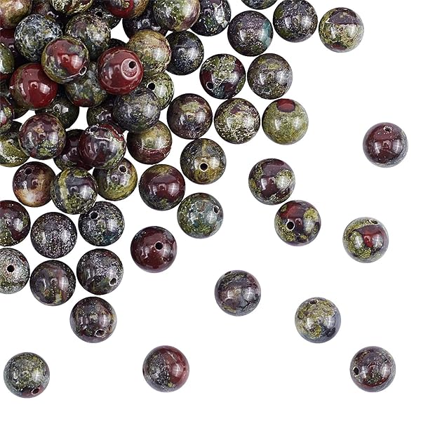 OLYCRAFT OLYCRAFT 94pcs 8mm Natural Dragon Blood Stone Beads for Jewelry Making Bracelet Necklace Natural Jasper Loose Gemstone Beads - View 2 of 8