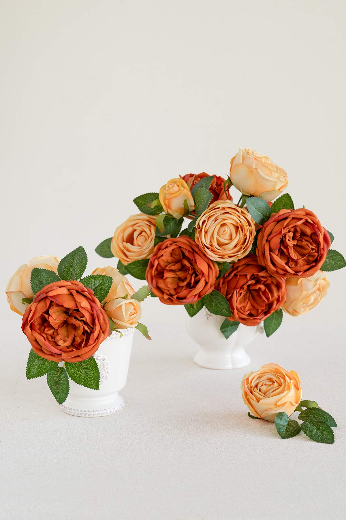 Ling's Moment Terracotta Silk Austin Roses Orange for Fall Wedding Bouquets Centerpieces Party Home Decoration - View 2 of 5