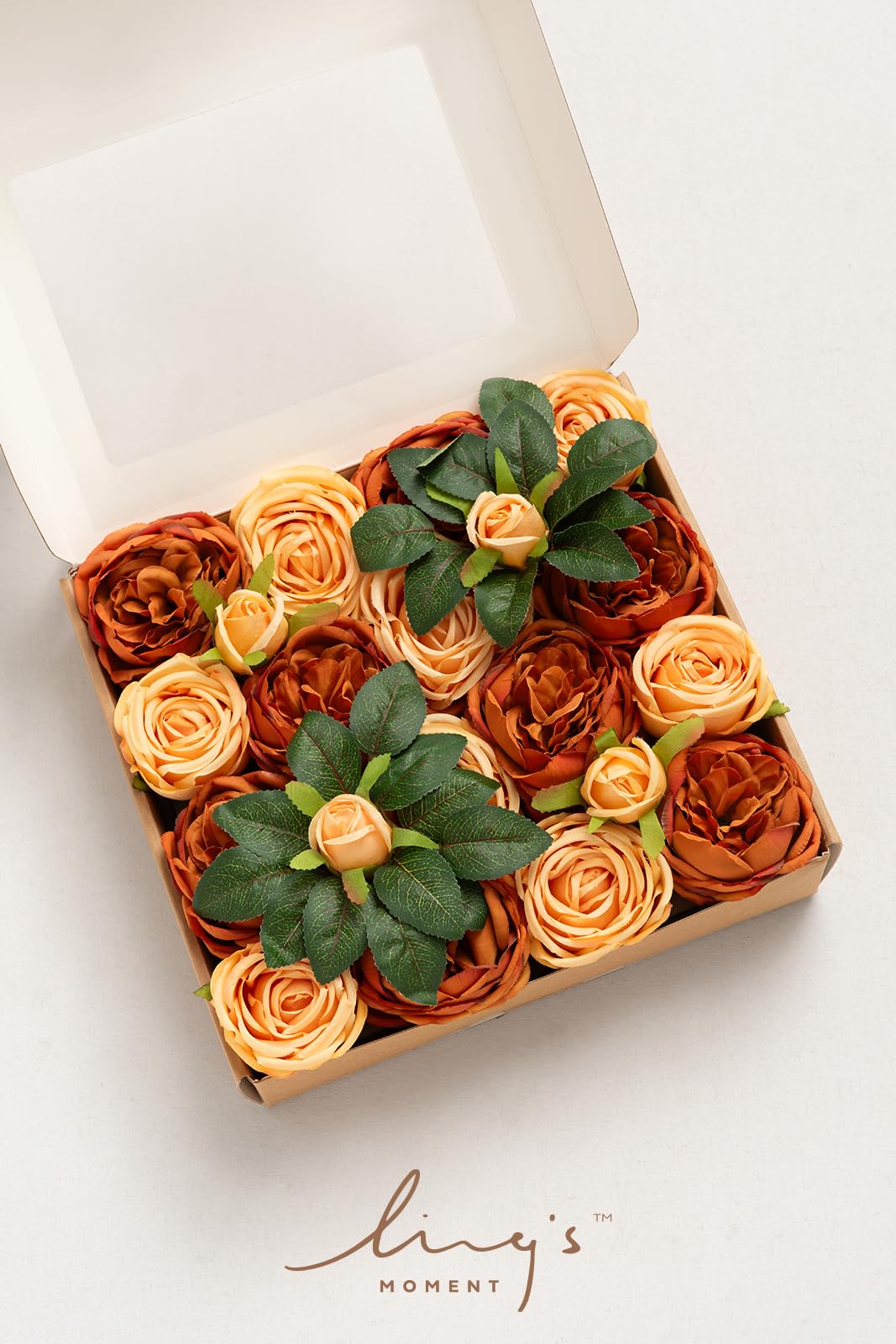 Ling's Moment Terracotta Silk Austin Roses Orange for Fall Wedding Bouquets Centerpieces Party Home Decoration - View 5 of 5