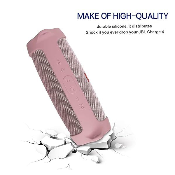 L LTGEM LTGEM Silicone Case Cover for JBL Charge 4 Speaker Waterproof Soft Skin Travel Pouch with Shoulder Strap Pink - View 7 of 10