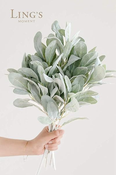 Ling's moment Ling's Moment 10Pcs 17.5 Inch Tall Lambs Ear Artificial Plants Lifelike Greenery Filler Decor for Home Office Wedding Bouquets Centerpieces - View 3 of 7