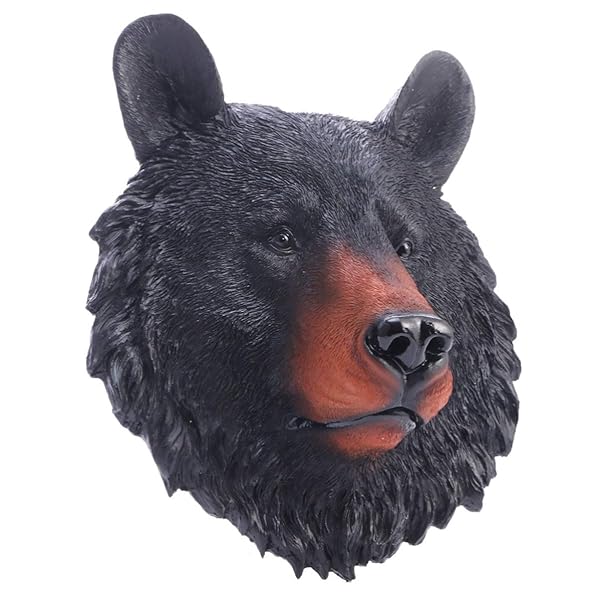 VOSAREA VOSAREA Animal Head Wall Art Resin Bear Head Sculpture for Indoor Study Room Decoration Mini Bust Wall Hanging Ornament - View 3 of 10