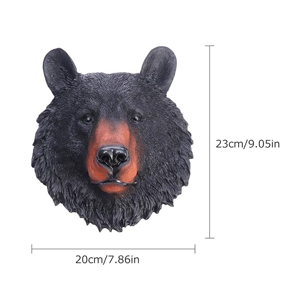 VOSAREA VOSAREA Animal Head Wall Art Resin Bear Head Sculpture for Indoor Study Room Decoration Mini Bust Wall Hanging Ornament - View 8 of 10