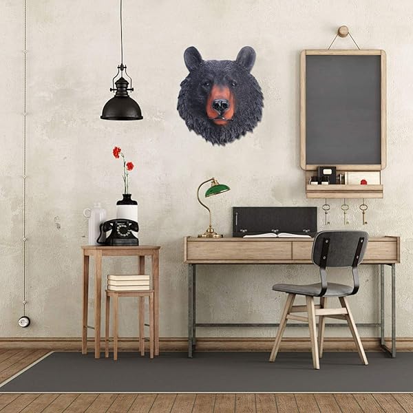 VOSAREA VOSAREA Animal Head Wall Art Resin Bear Head Sculpture for Indoor Study Room Decoration Mini Bust Wall Hanging Ornament - View 9 of 10