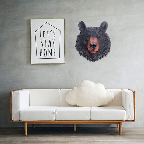 VOSAREA VOSAREA Animal Head Wall Art Resin Bear Head Sculpture for Indoor Study Room Decoration Mini Bust Wall Hanging Ornament - View 10 of 10