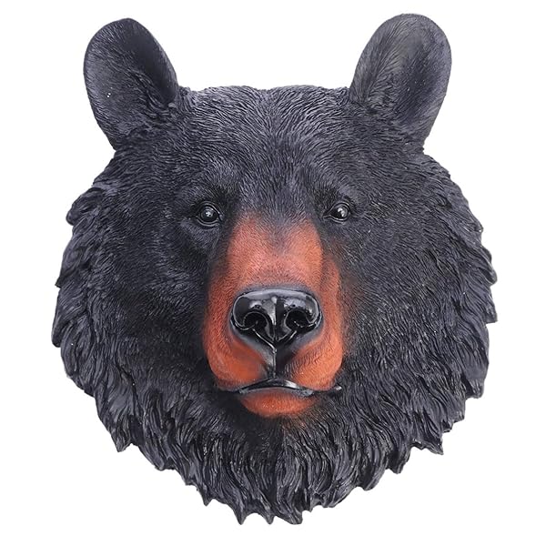 VOSAREA Animal Head Wall Art Resin Bear Head Sculpture for Indoor Study Room Decoration Mini Bust Wall Hanging Ornament