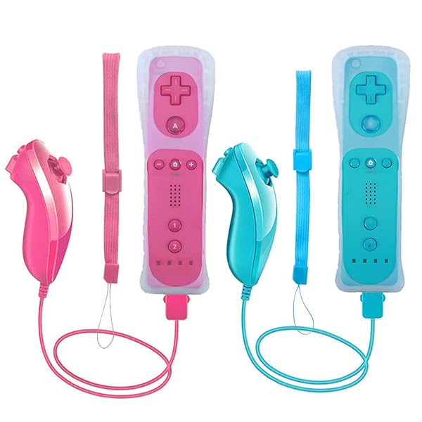 Tevodo Wii Remote Controller 2 Pack Upgrade Wireless Controllers for Wii and Wii U Console Pink and Blue