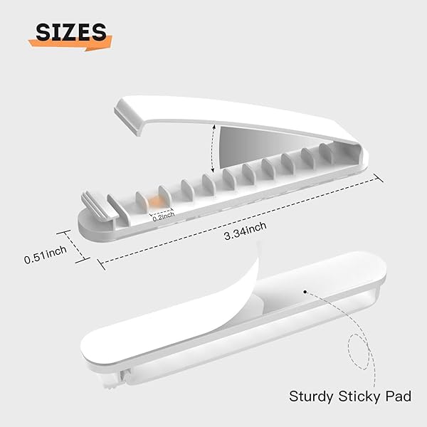pzoz Pzoz Cable Clips 3 Pack Cord Organizer for Home Office Desk Phone Car Self Adhesive Cable Management White - View 4 of 7