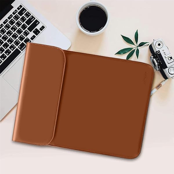 MOSISO MOSISO 13 Inch Laptop Case Sleeve for MacBook Air Pro M1 M2 Faux Suede Leather with Small Bag Brown - View 6 of 8
