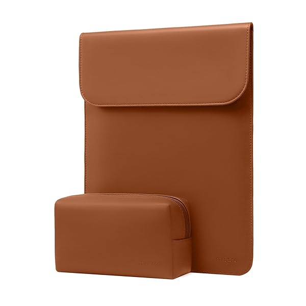 MOSISO MOSISO 13 Inch Laptop Case Sleeve for MacBook Air Pro M1 M2 Faux Suede Leather with Small Bag Brown - View 2 of 8