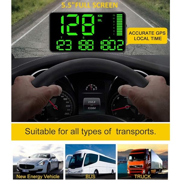 COOLOUS 5.5 Inch Universal HUD Head Up Display GPS Digital Speedometer with Over Speed Alarm for All Vehicles Bicycles and Motorcycles - View 5 of 9