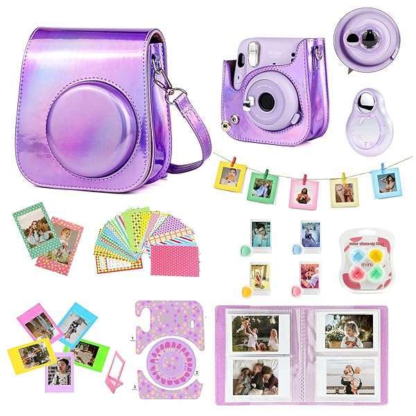 WOGOZAN Shop WOGOZAN Mini 11 Case for Fujifilm Instax Mini 11 - Magic Purple Bundle with Filters, Album & More!