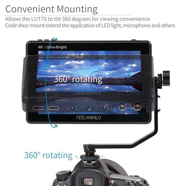 FEELWORLD Tilt Arm for FEELWORLD LUT7 LUT7S 7 Inch 4K HDMI On Camera Field Monitor Mount for DSLR Stabilizer Gimbal Crane Rig - View 8 of 8