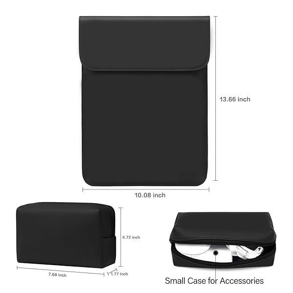 MOSISO MOSISO 13 Inch Laptop Case Sleeve for MacBook Air Pro M1 M2 Faux Suede Leather with Small Bag Black - View 5 of 8