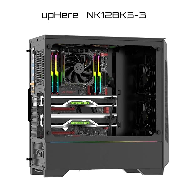 upHere upHere 120mm Black Computer Case Fans 3-Pack High Performance Low Noise Cooling Compatible with Desktop Long Life Up to 40000 Hours - View 9 of 9