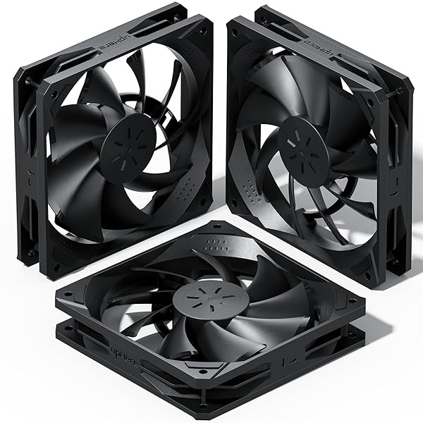 upHere upHere 120mm Black Computer Case Fans 3-Pack High Performance Low Noise Cooling Compatible with Desktop Long Life Up to 40000 Hours