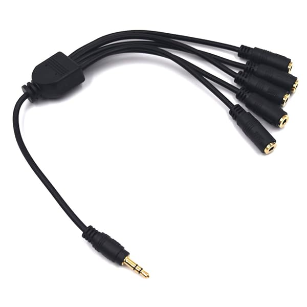 Kework Kework 12 Inch 1/8 Inch TRS Splitter Audio Cable Male to 5 Female 3.5mm Plug Extender Headphone Adapter Aux Cord - View 6 of 7