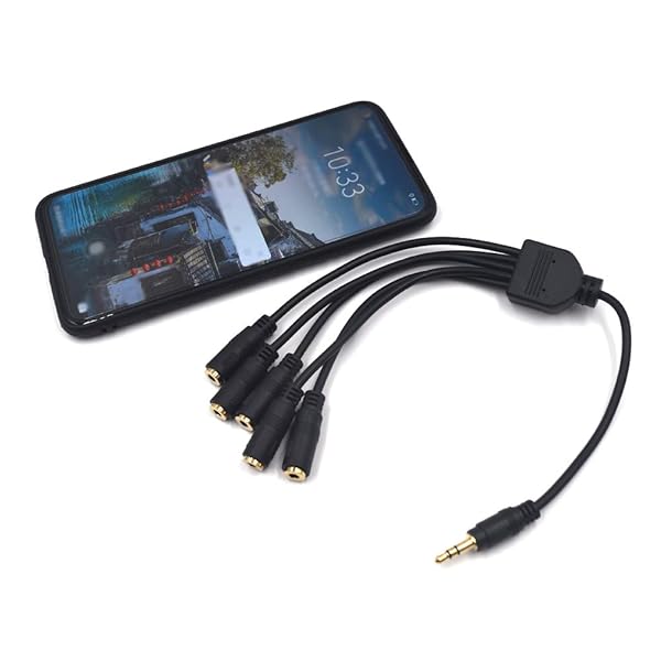 Kework Kework 12 Inch 1/8 Inch TRS Splitter Audio Cable Male to 5 Female 3.5mm Plug Extender Headphone Adapter Aux Cord - View 7 of 7