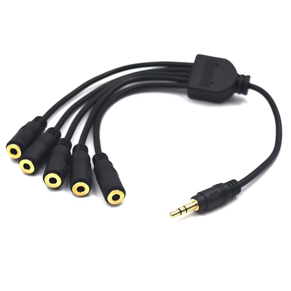 Kework Kework 12 Inch 1/8 Inch TRS Splitter Audio Cable Male to 5 Female 3.5mm Plug Extender Headphone Adapter Aux Cord - View 2 of 7