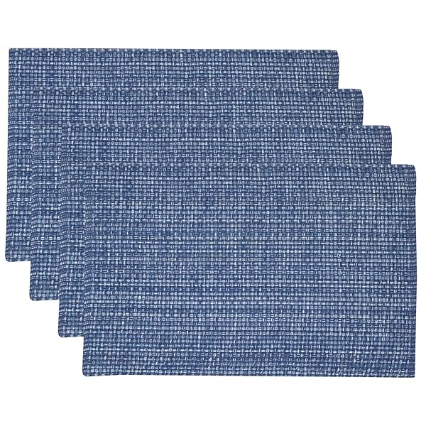 Sweet Home Collection Sweet Home Collection 100 Cotton Placemats Set of 4 Dark Blue Rectangle Woven Fabric 13 x 19 Soft Durable Table Mats for Dining Room