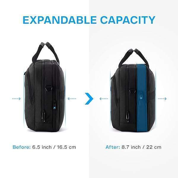BAGSMART "Buy BAGSMART 17.3" Expandable Laptop Bag - Stylish Briefcase for Men & Women | Perfect for Work, Travel & Office Use" - View 4 of 9