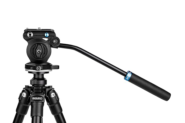 Benro "Benro S2 PRO Flat Base Fluid Video Head: 5.5 lb Max Load, 1/4"-20 & 3/8"-16 Mounts, Includes Pan Arm for Smooth Filming" - View 7 of 8