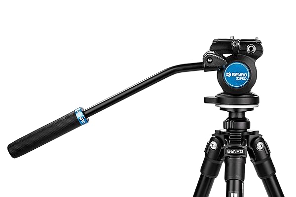 Benro "Benro S2 PRO Flat Base Fluid Video Head: 5.5 lb Max Load, 1/4"-20 & 3/8"-16 Mounts, Includes Pan Arm for Smooth Filming" - View 8 of 8