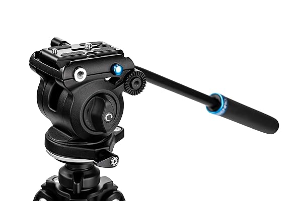 Benro "Benro S2 PRO Flat Base Fluid Video Head: 5.5 lb Max Load, 1/4"-20 & 3/8"-16 Mounts, Includes Pan Arm for Smooth Filming"