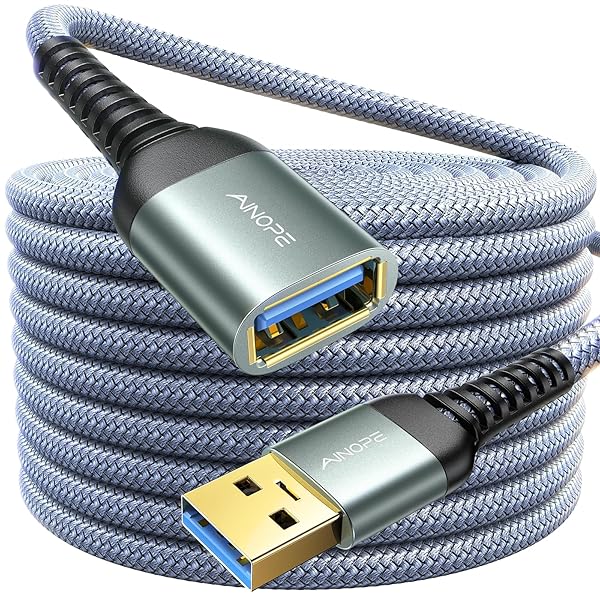 AINOPE AINOPE USB Extension Cable 6.6FT USB 3.0 Male to Female High Data Transfer Compatible with Webcam Keyboard Flash Drive Hard Drive Printer Grey
