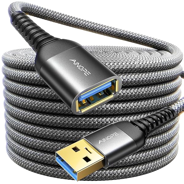 AINOPE AINOPE USB Extension Cable 6.6FT USB 3.0 Male to Female High Data Transfer Compatible with Webcam Keyboard Flash Drive Hard Drive Printer Black