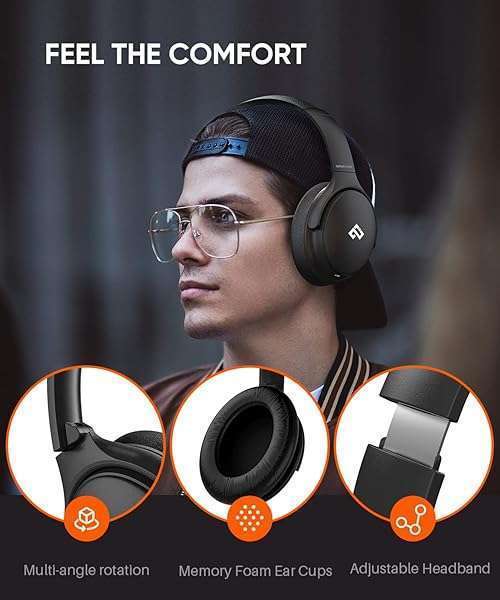 INFURTURE INFURTURE H1 Wireless Noise Cancelling Headphones: Deep Bass, 40H Playtime & Comfort - View 6 of 10