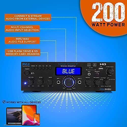 Pyle Buy Pyle Wireless Bluetooth Home Stereo Amplifier - 200W Multi-Channel Receiver with HDMI, FM Radio, USB/SD & Remote - PDA9HBU - View 7 of 8