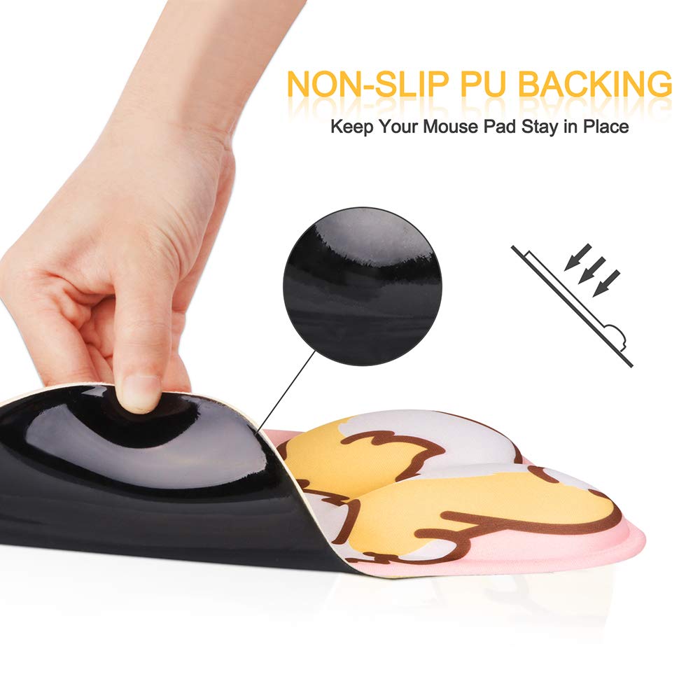 HAOCOO HAOCOO Ergonomic Pink Mouse Pad with Wrist Support Cute Corgi Design for Gaming and Office Use Non-Slip Backing Pain Relief - View 5 of 7