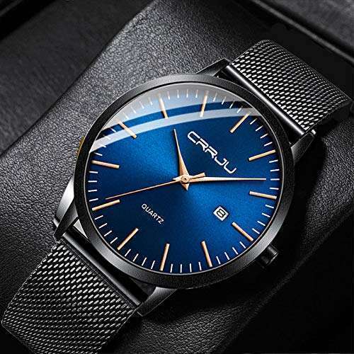 CRRJU CRRJU Men's Ultra Thin Fashion Watch: 7MM Waterproof Stainless Steel Mesh Band - View 3 of 8