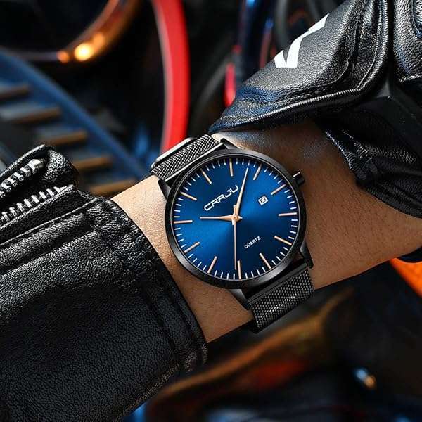 CRRJU CRRJU Men's Ultra Thin Fashion Watch: 7MM Waterproof Stainless Steel Mesh Band - View 6 of 8