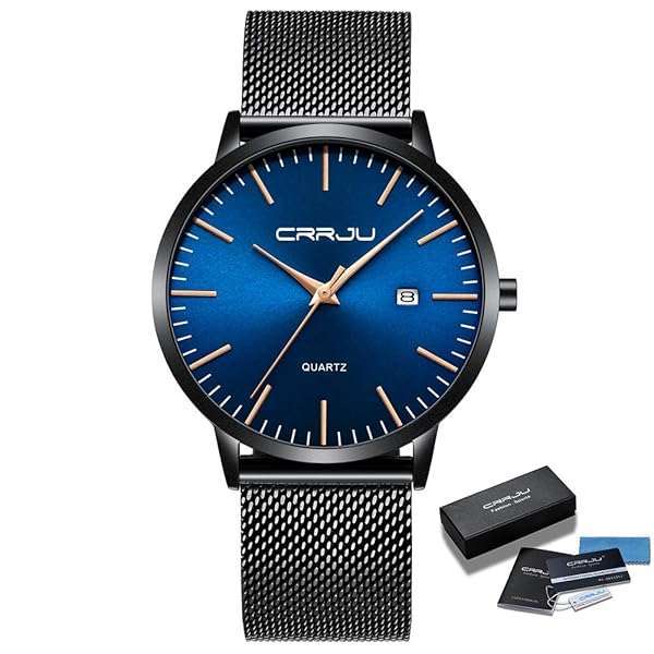 CRRJU CRRJU Men's Ultra Thin Fashion Watch: 7MM Waterproof Stainless Steel Mesh Band - View 8 of 8