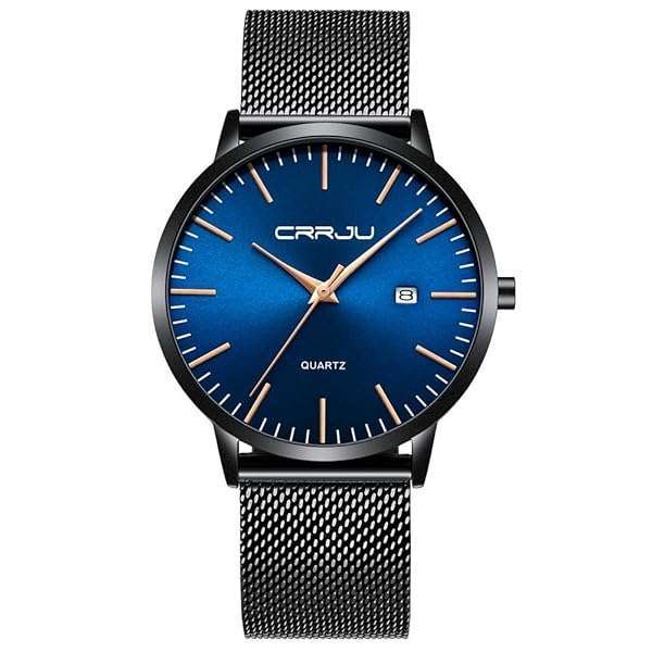 CRRJU CRRJU Men's Ultra Thin Fashion Watch: 7MM Waterproof Stainless Steel Mesh Band - View 2 of 8