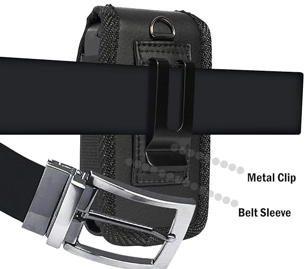 Nakedcellphone Sonim XP3 Case: Nakedcellphone Black Vegan Leather Vertical Pouch with Belt Loop & Magnetic Closure - View 7 of 11