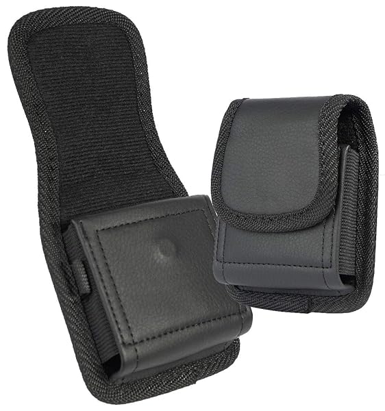 Nakedcellphone Motorola RAZR 2024 Case: Nakedcellphone Black Vegan Leather Pouch with Belt Loop & Clip for RAZR+ 2023/2020/2019 - View 3 of 10