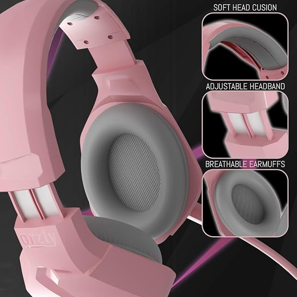 Orzly Orzly Pink Gaming Headset for PS5, Xbox, Nintendo Switch & PC - Hornet RXH-20 with Noise Cancelling Mic - View 6 of 10
