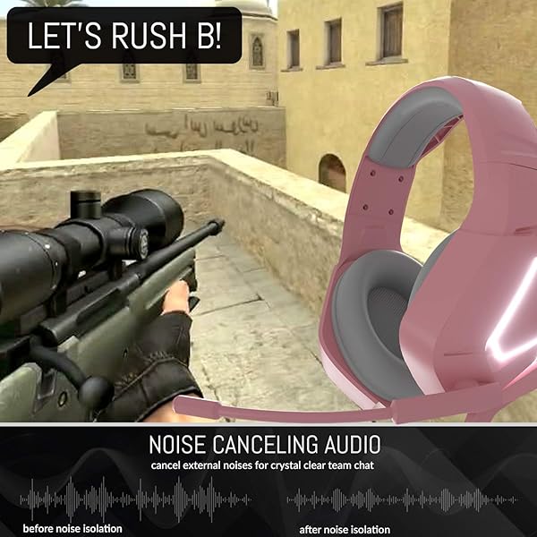 Orzly Orzly Pink Gaming Headset for PS5, Xbox, Nintendo Switch & PC - Hornet RXH-20 with Noise Cancelling Mic - View 7 of 10