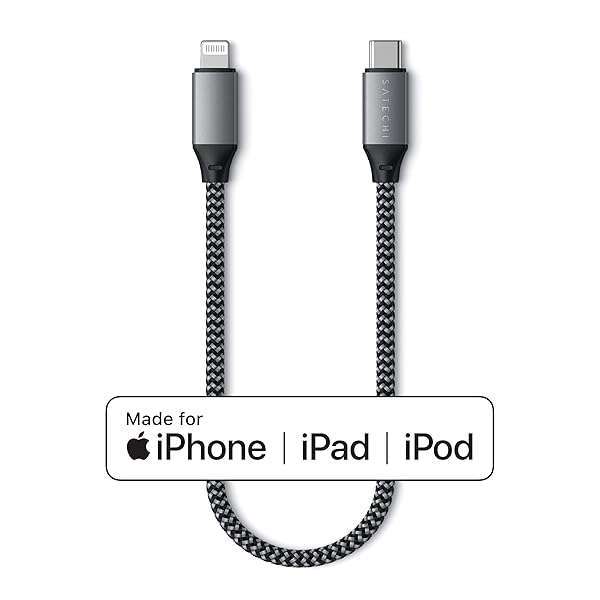 Satechi Fast Charging Satechi USB-C to Lightning Cable - MFi Certified for iPhone 16/15 Pro Max, AirPods & More (10in/25cm) - View 4 of 8