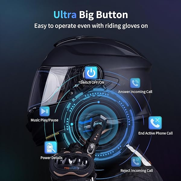 Fodsports FODSPORTS FX4 Pro Bluetooth Intercom: 4-Rider Helmet Communication System with FM & Dual Mics - View 7 of 10