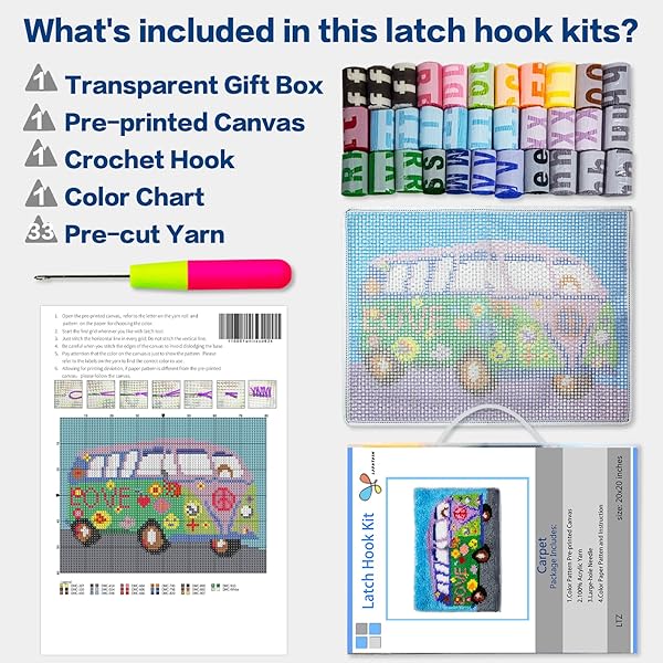 LAPATAIN DIY LAPATAIN Latch Hook Kits: Halloween Pumpkin Hat & Rug Kits for Kids & Adults - Perfect Home Decor! - View 5 of 7